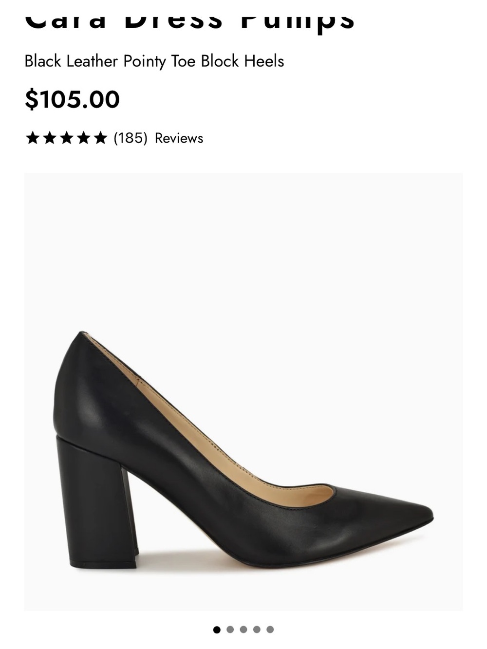 Nine West Black Leather Pointed-Toe Block Heel Pumps